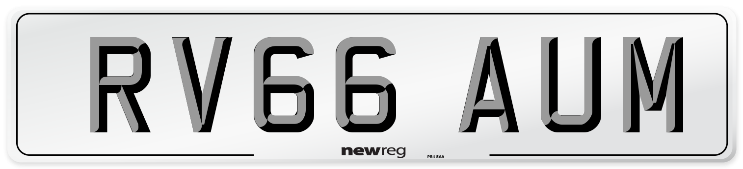 RV66 AUM Number Plate from New Reg